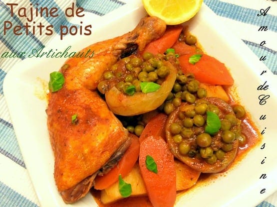 tajine de petits pois aux artichauts