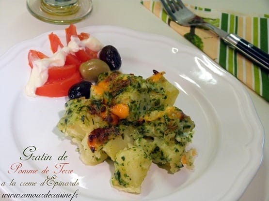 gratin de pomme de terre a la creme d'epinards