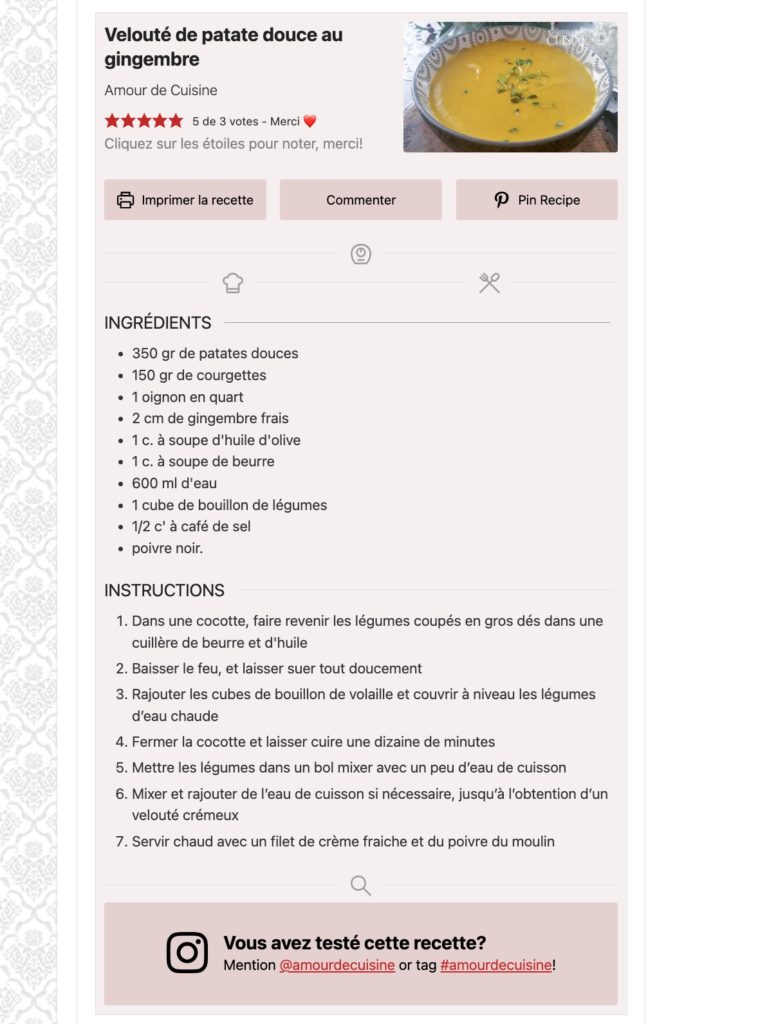 fiche recette