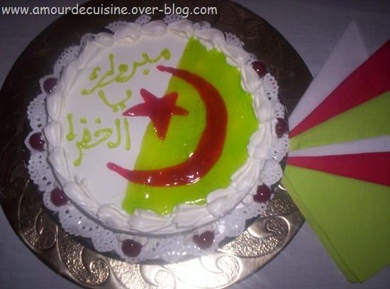 recette du gâteau Drapeau Algérien, gateau porte bonheur