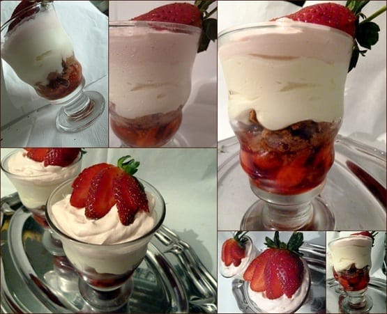 verrines fraises et mousse de grenadine