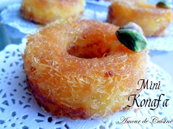 Mini konafa, ktayefs a la creme 