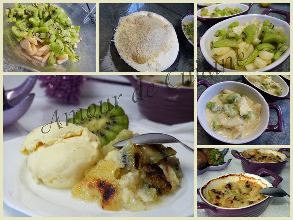 gratin de poire et kiwi