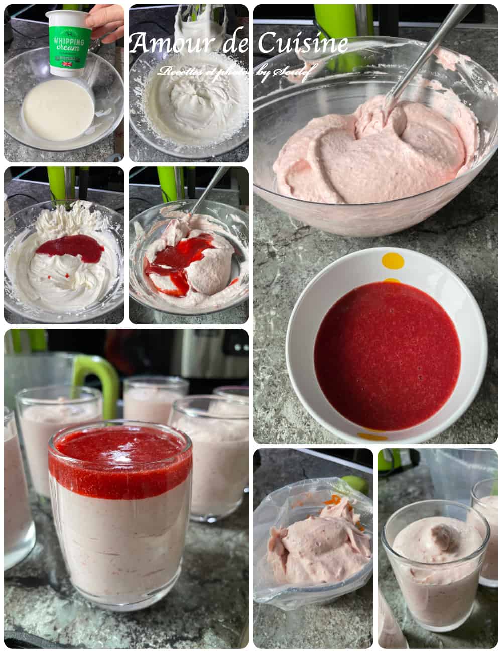 preparation de la chantilly pour la mousse aux fraises