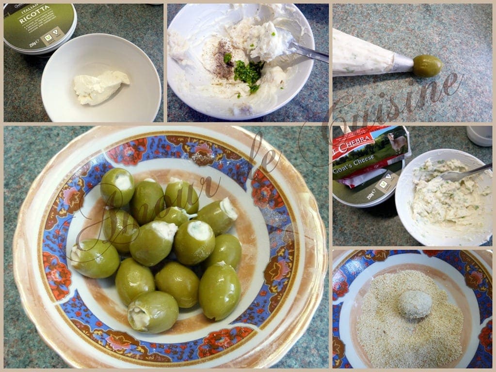 brochettes d'olives farcies