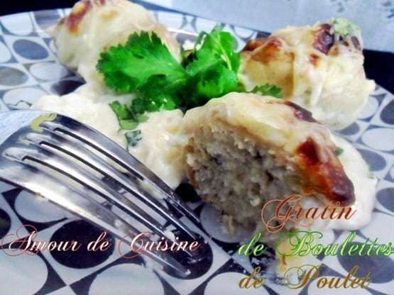 gratin de boulettes de poulet de choumicha