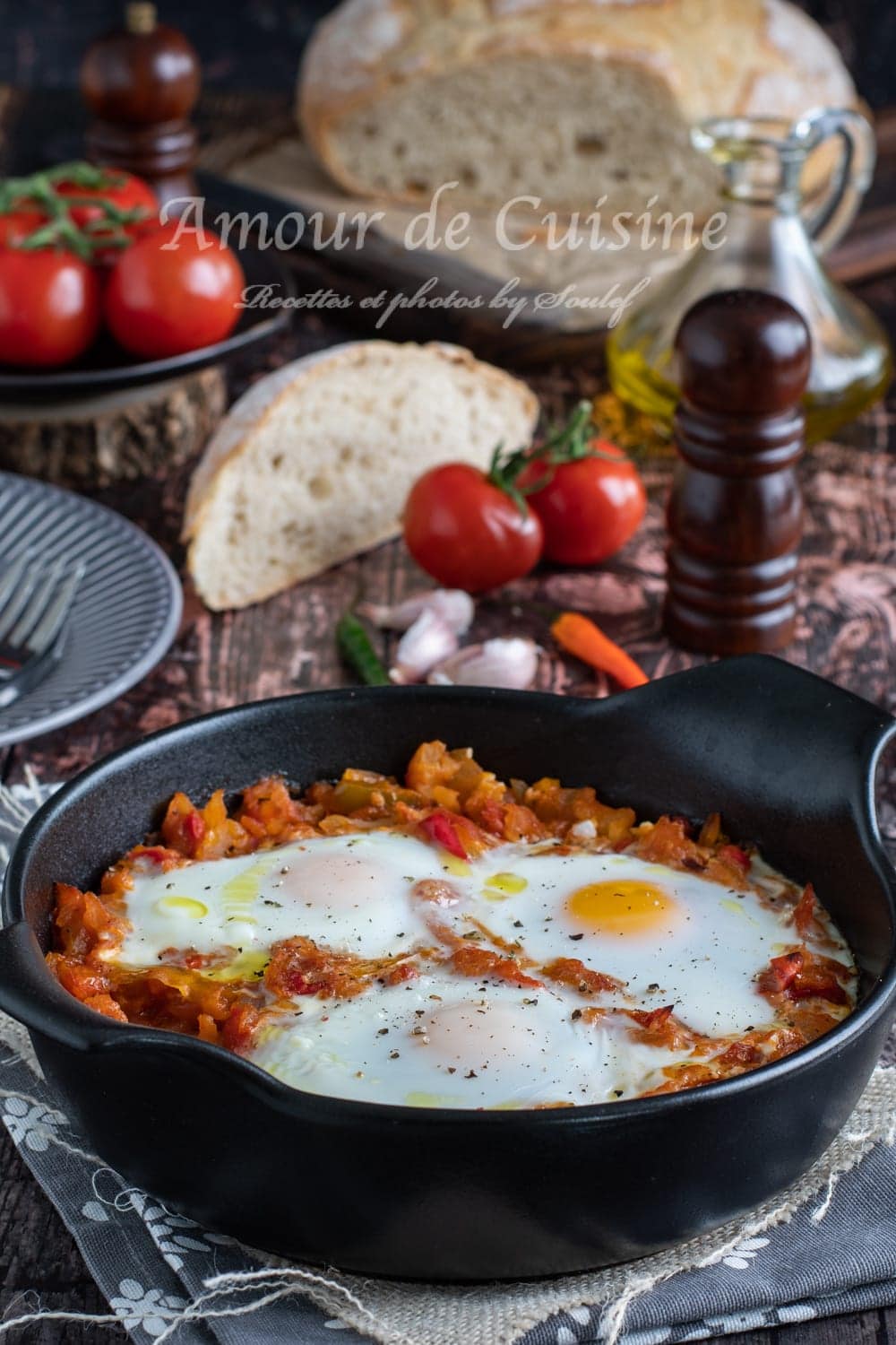 recette chakchouka aux oignons et oeufs, Chakchouka algérienne ou ratatouille algérienne. S’écrit autrement tchakchouka, choukchouka, chouchouka, tchaktchouka, chekchouka, tektouka