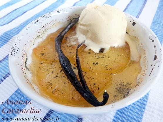 dessert d'ananas au caramel