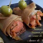 tartare de saumon fume en cornet de crepe