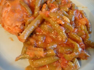 tajine d’haricots verts au poulet et oignon