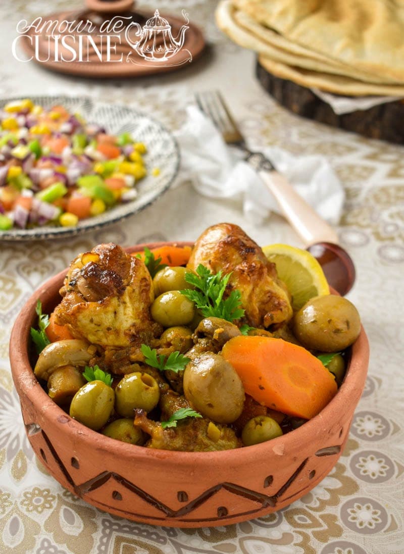 tajine de poulet aux Olives et champignons 2