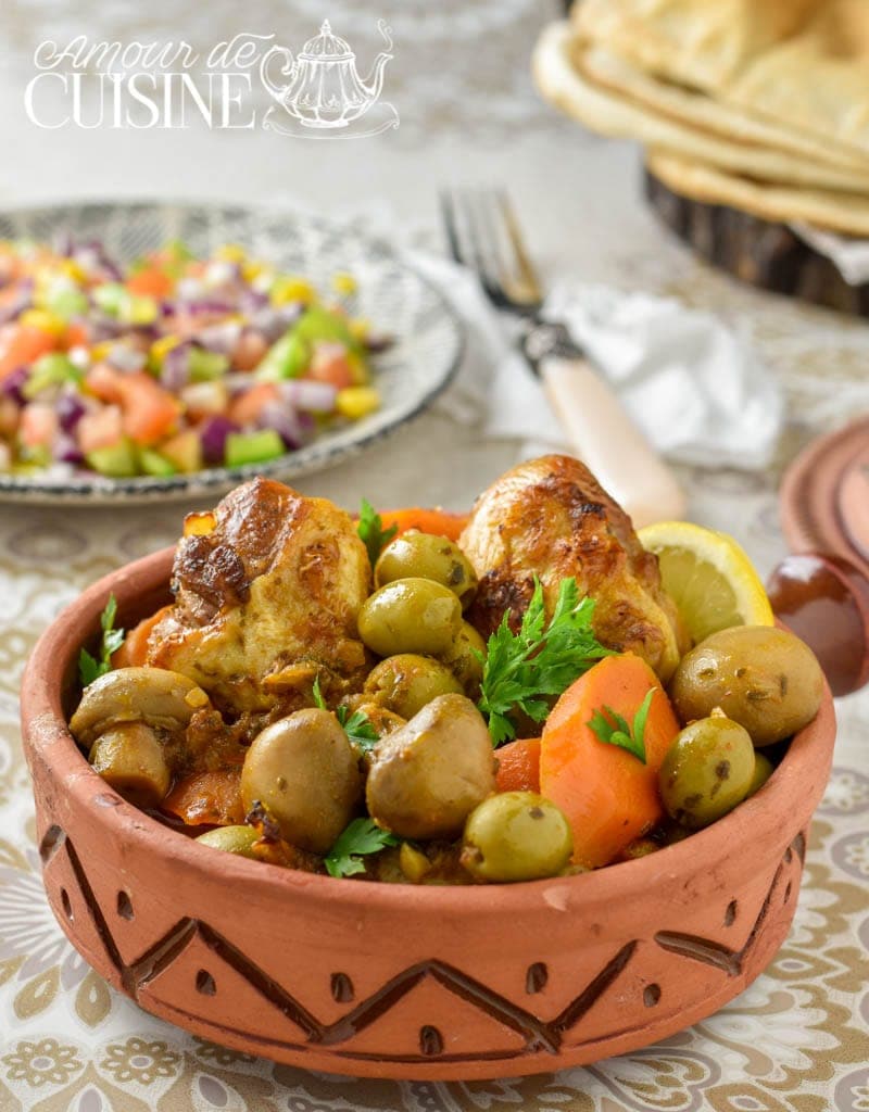 tajine de poulet aux olives et champignons 3