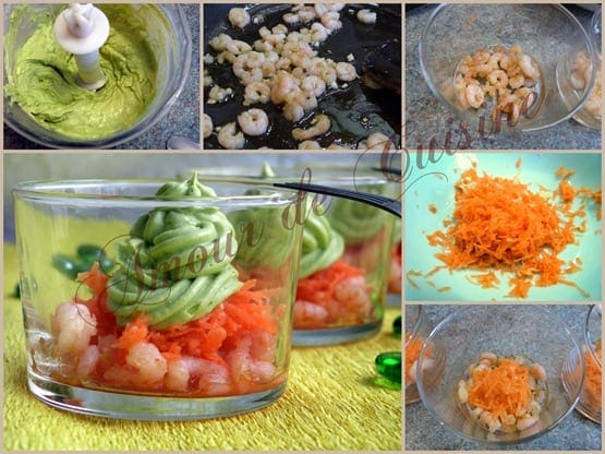 2012-02-28 cocktail avocat - verrine avocat verrines salees pour aperitif / creme d'avocat - crevettes - carotte, rapide et facile