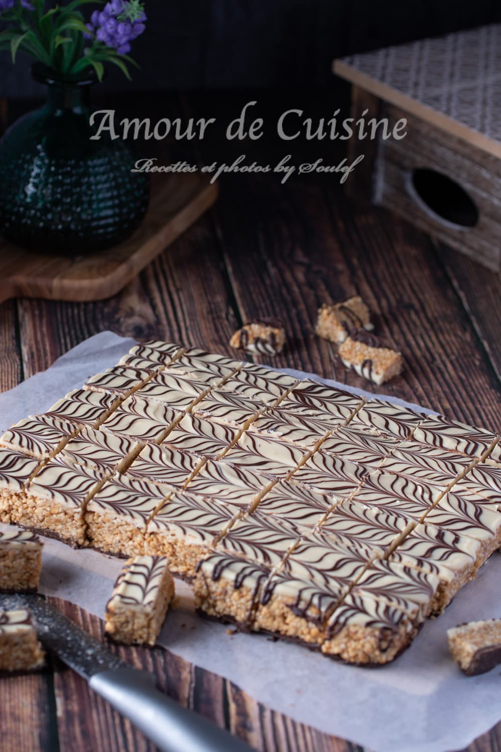 zellige marocain, nougat aux cacahuètes au chocolat blanc