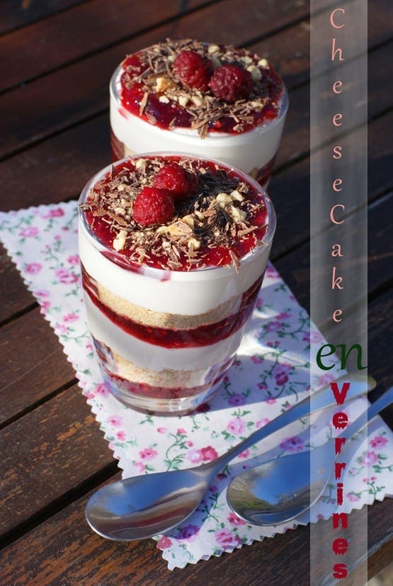 verrine cheesecake a la confiture de framboise