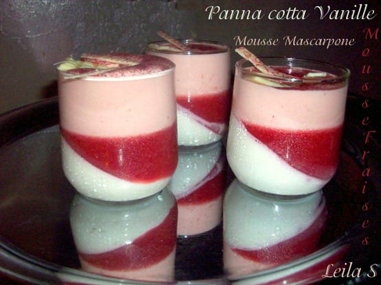 panna cotta vanille et mousse fraises mascarpone