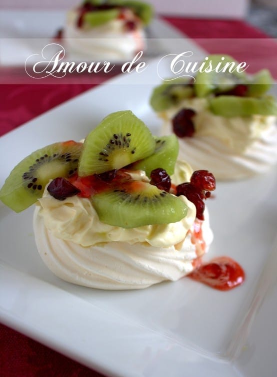 recette de pavlova, au kiwi et cranberry