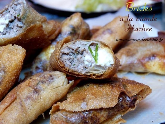 bricks a la viande hachee, recettes du ramadan