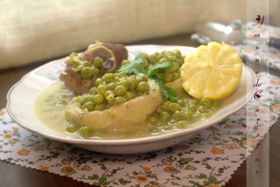 tajine d'agneau aux petits pois en sauce blanche