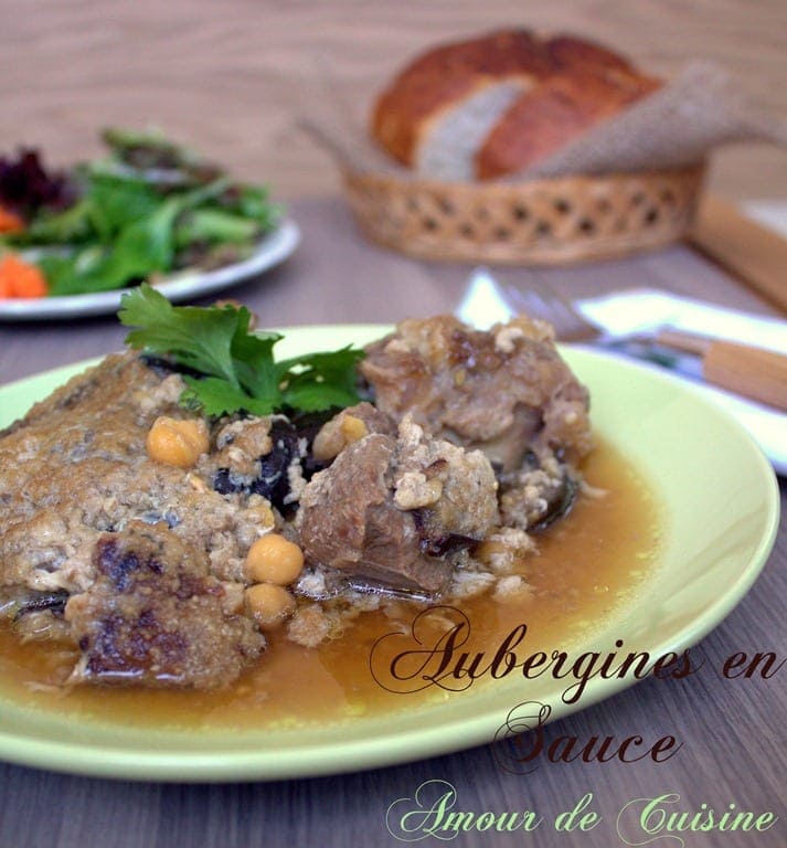 aubergines en sauce, mderbel algerien