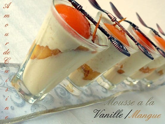 mousse vanille, mousse mangue