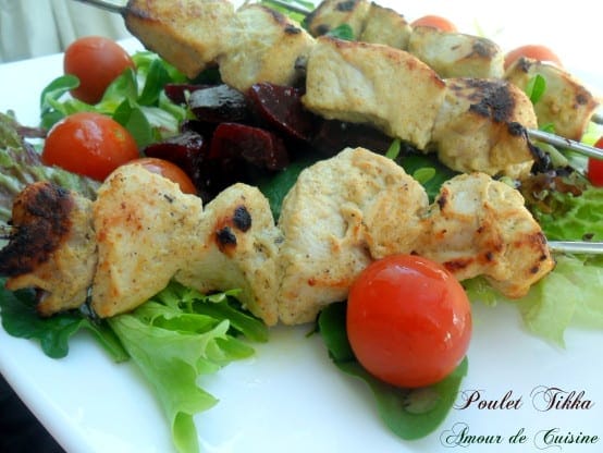 brochettes de poulet tikka massala, brochettes au four