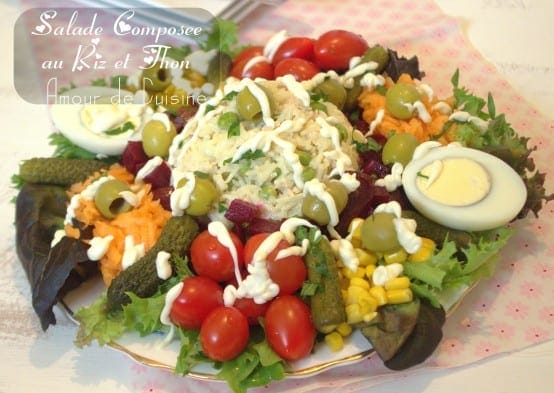 Salade composée de riz à la mayonnaise