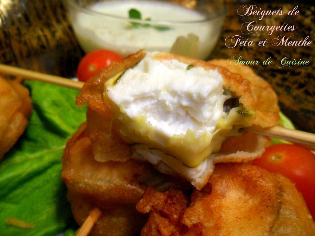 beignets de courgettes au fêta et menthe