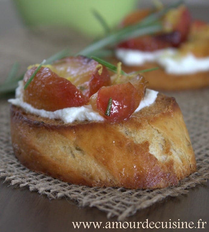 crostinis aux mirabelles et ricotta