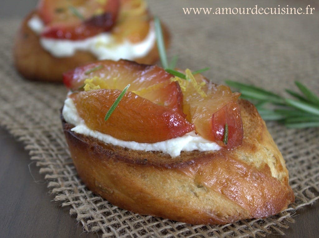 crostinis aux mirabelles et ricotta