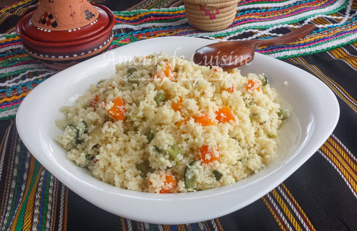 Couscous aux légumes et huile d’olive Amekfoul