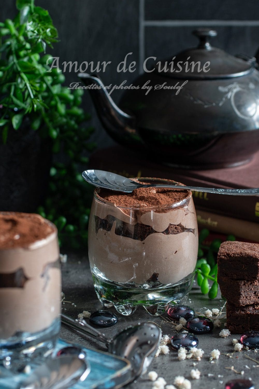 Tiramisu au brownie ( mousse mascarpone au cacao)