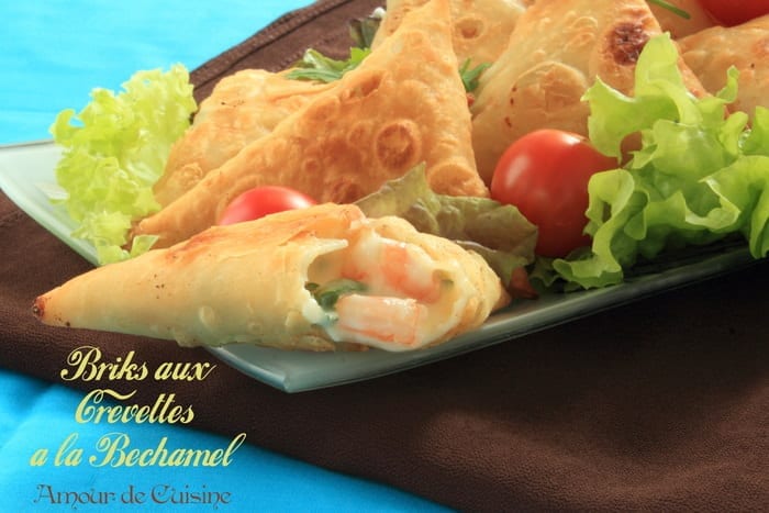 bricks aux crevettes et a la bechamel