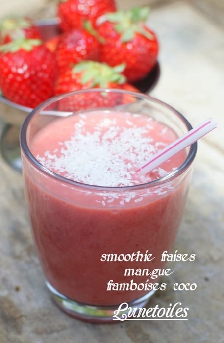 smoothie fraises mangue framboises coco