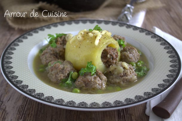 dolma batata, pommes de terre farcies a la viande hachee