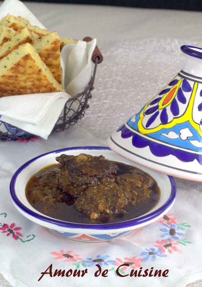 Mouloukhiya ou mloukhiya au boeuf