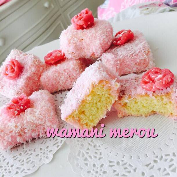 gateaux lamingtons roses