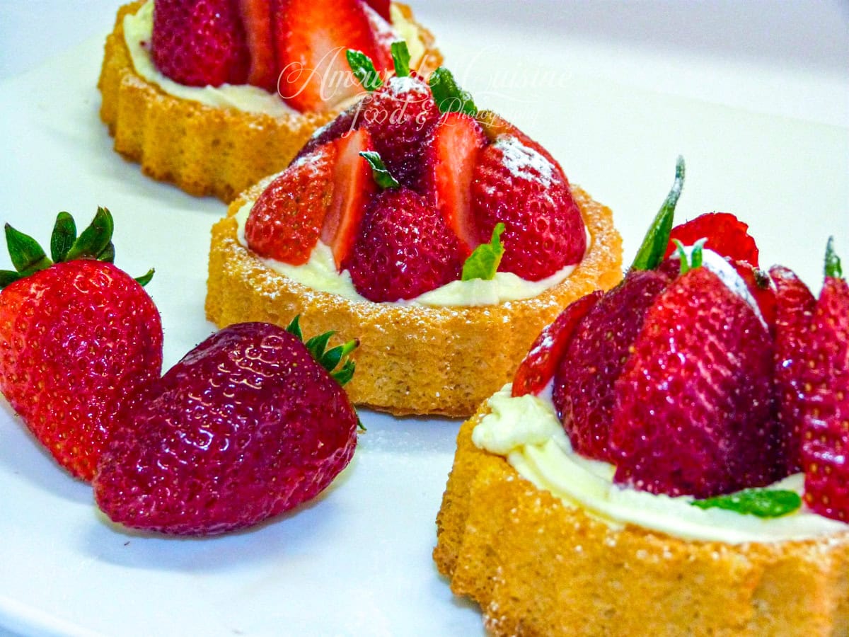 tartelettes renversée genoise fraises et mascarpone
