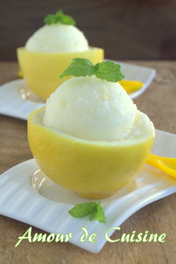 Créponné sans oeuf Sorbet au citron (sans sorbetière)