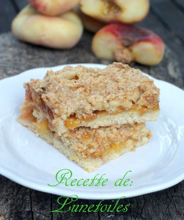 barre de crumble de peches et abricots