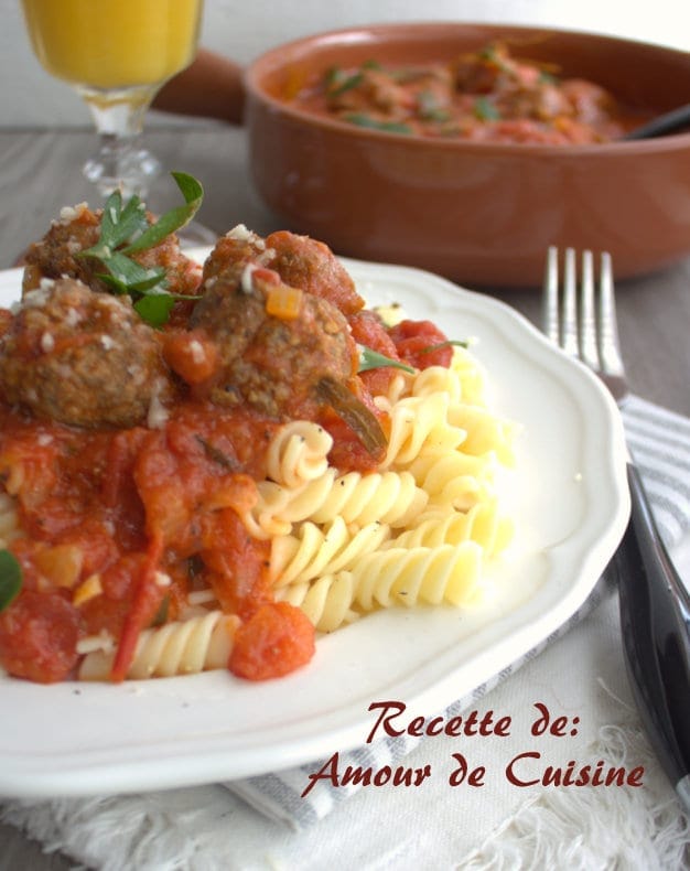 pates aux boulettes de viande hachée
