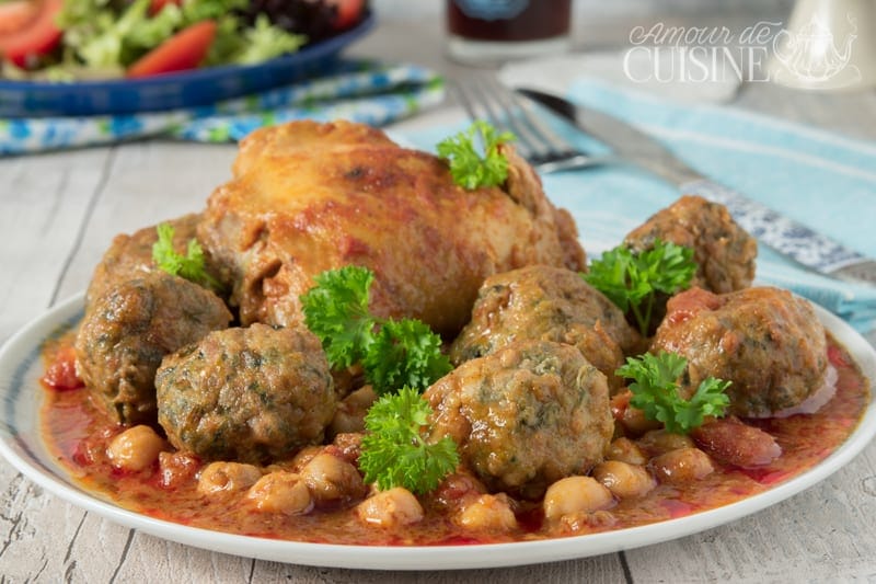 Tajine aux boulettes de viande hachée-épinards