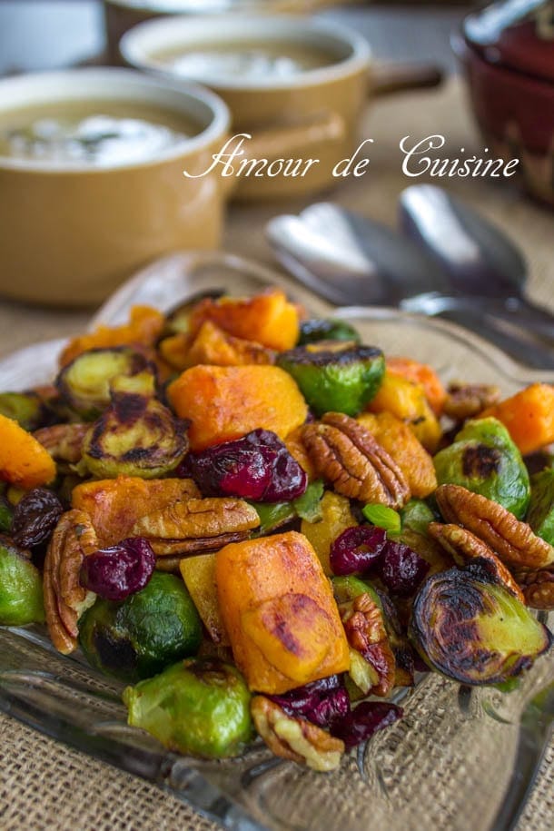 choux de bruxelles avec courge musquée et noix de pécan