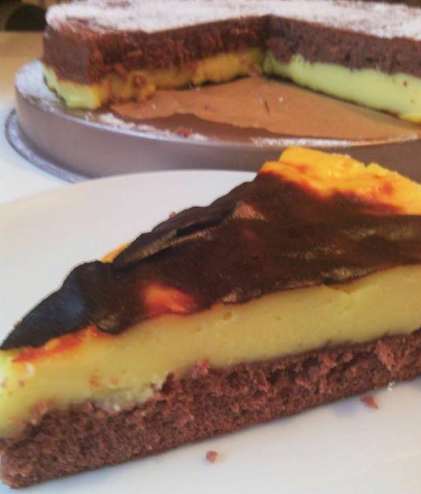 flan vanillé et sa génoise chocolaté