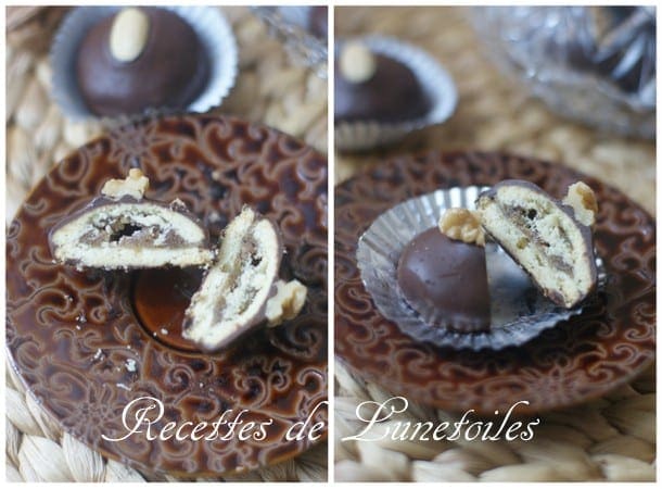 petits gâteaux au chocolat fourrés aux noix