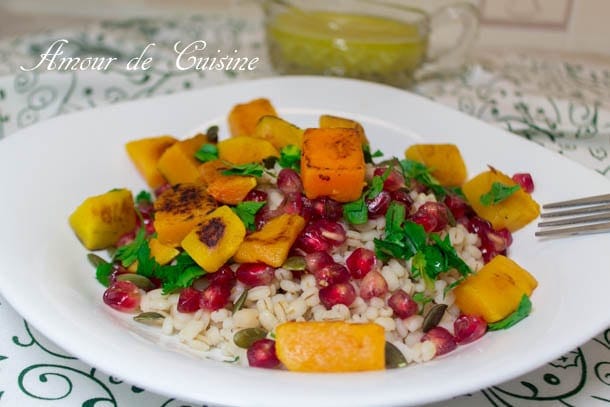 salade d'orge et courge musquée, butternut squash