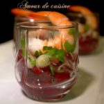 Verrine betterave et crevettes pour apéros