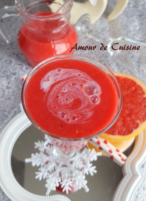 smoothie a la pamplemousse et framboise
