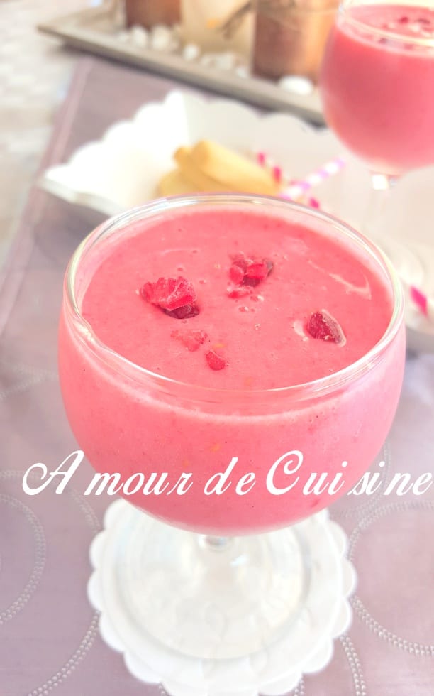smothie de framboises et thé vert