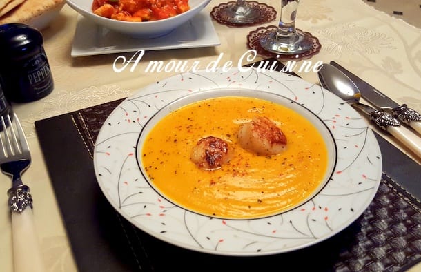 velouté de carottes aux noix de saint Jaques